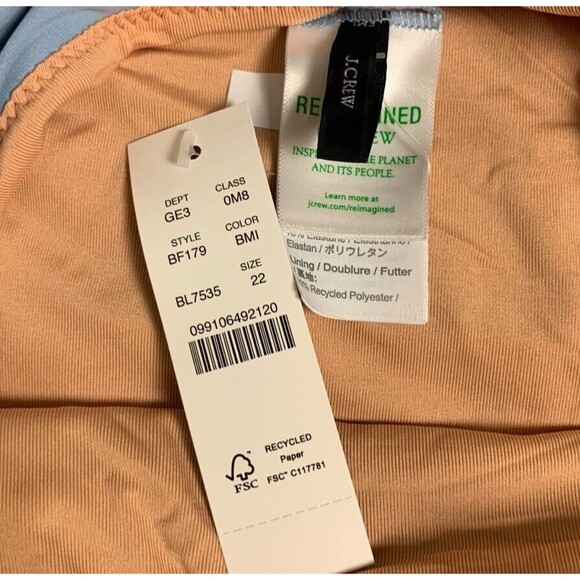 J.Crew Square Neck Bathing Suit Women’s Size 22 One Piece Ruching Blue BF179 New - Picture 6 of 10